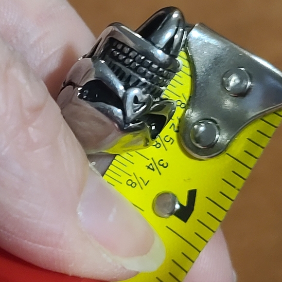 Spike Stainless Silver Tone Skull Link Bracelet Large Chunky - Picture 6 of 8